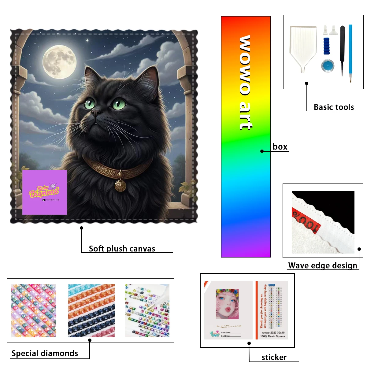 

【MUKY_ Diamond Art】black cat Crystal AB Rhinestone FD Rhinestone Perfect Resin Diamond