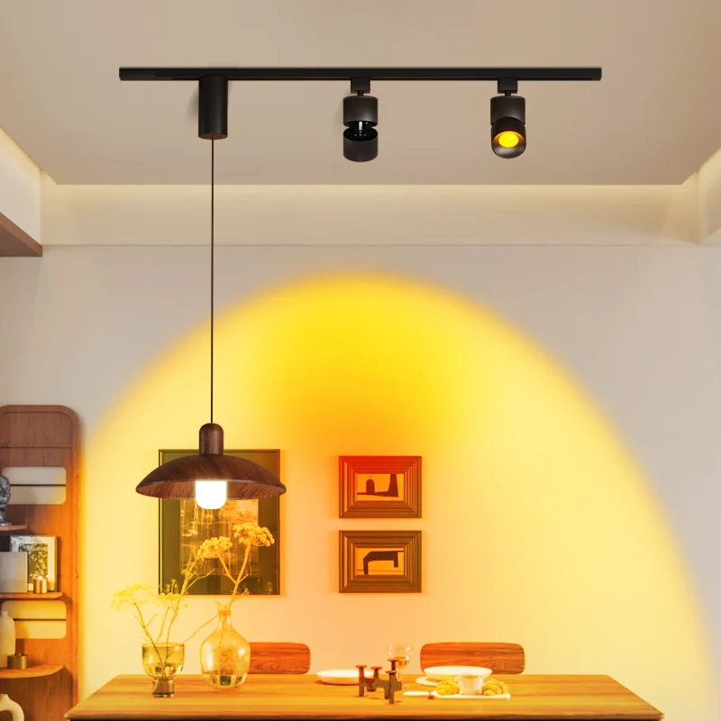 Restaurant 2026 New Chandelier Medieval Style Modern Minimalist Track Chandelier Dining Room Dining Table Color Sunset Light