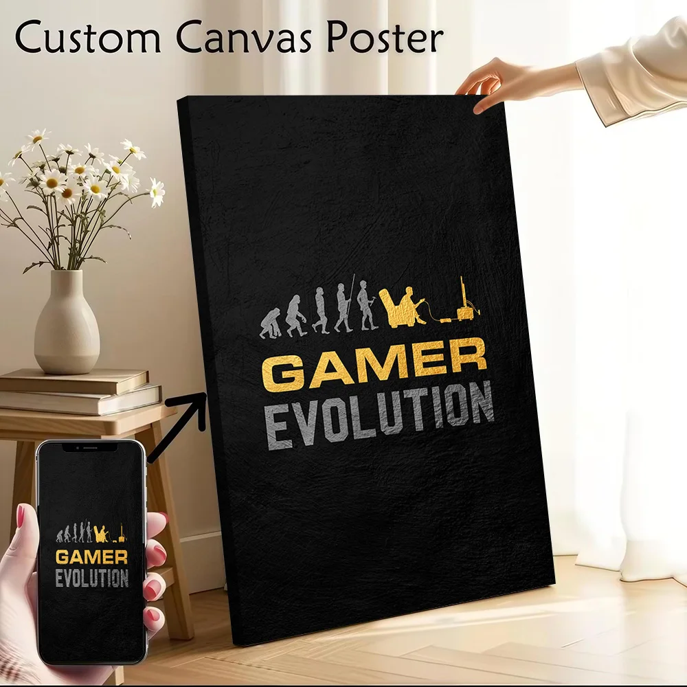 Gamer Evolution Poster Customizable Printed Canvas Painting for Pictures Wall Art Room Decoration Aesthetic Wand Deko Home Arts