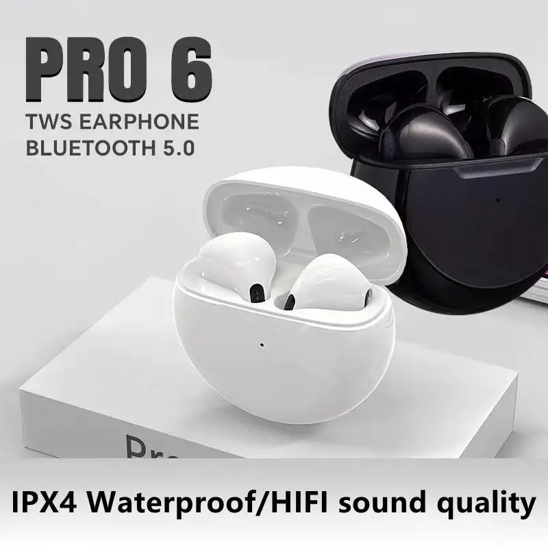 Air Pro 6 TWS Wireless Headphones with Mic Fone Bluetooth Earphones Sport Running Headset for Apple iPhone Xiaomi Pro6 Earbuds