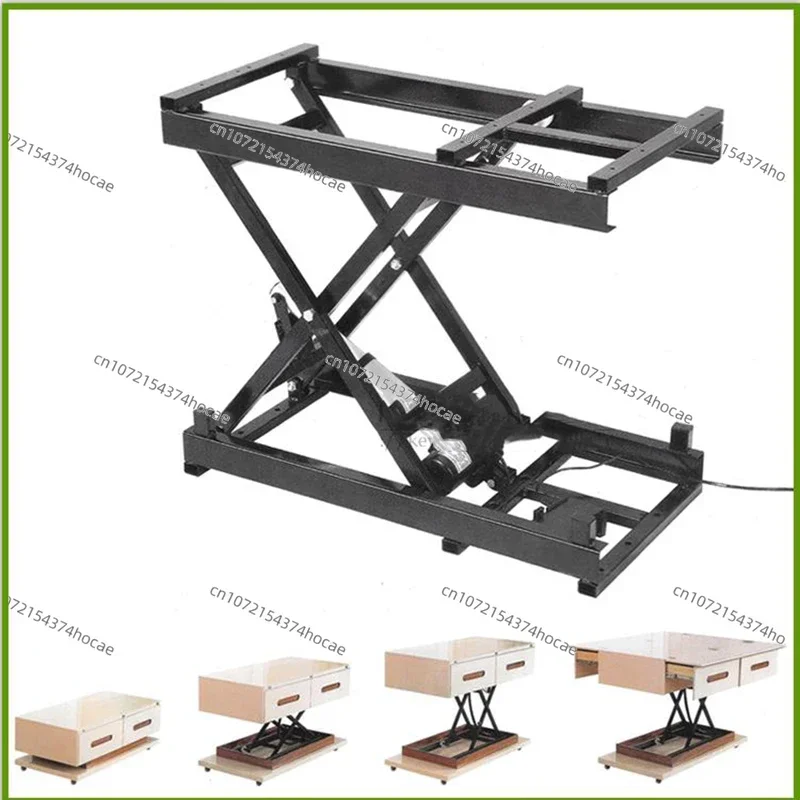 Electric Lift Tea Table 160kg Load Elevation Adjustable Platform Remote Control Motor Table Lifting Hardware Folding Iron Frame