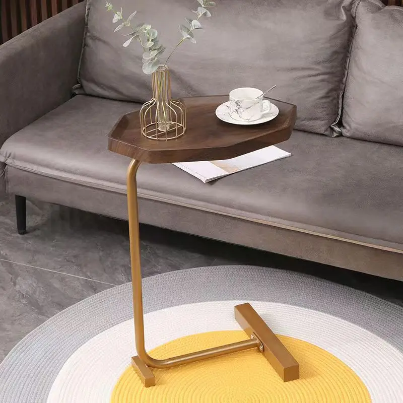 New Movable Sofa Corner Table Simple Modern Side Table Iron Lazy Bedside Reading Oval Coffee Table Tea Solid Wood Counter Top