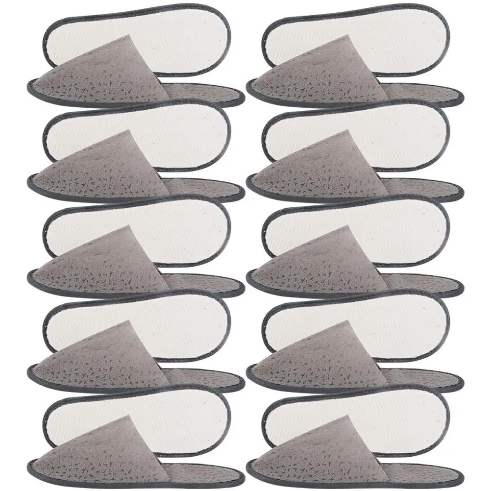 10 Pairs Slip Spa Unisex Slippers House Slippers For Women Hotel Guest Unisex Deep Gray Anti Skid Home Travel Use