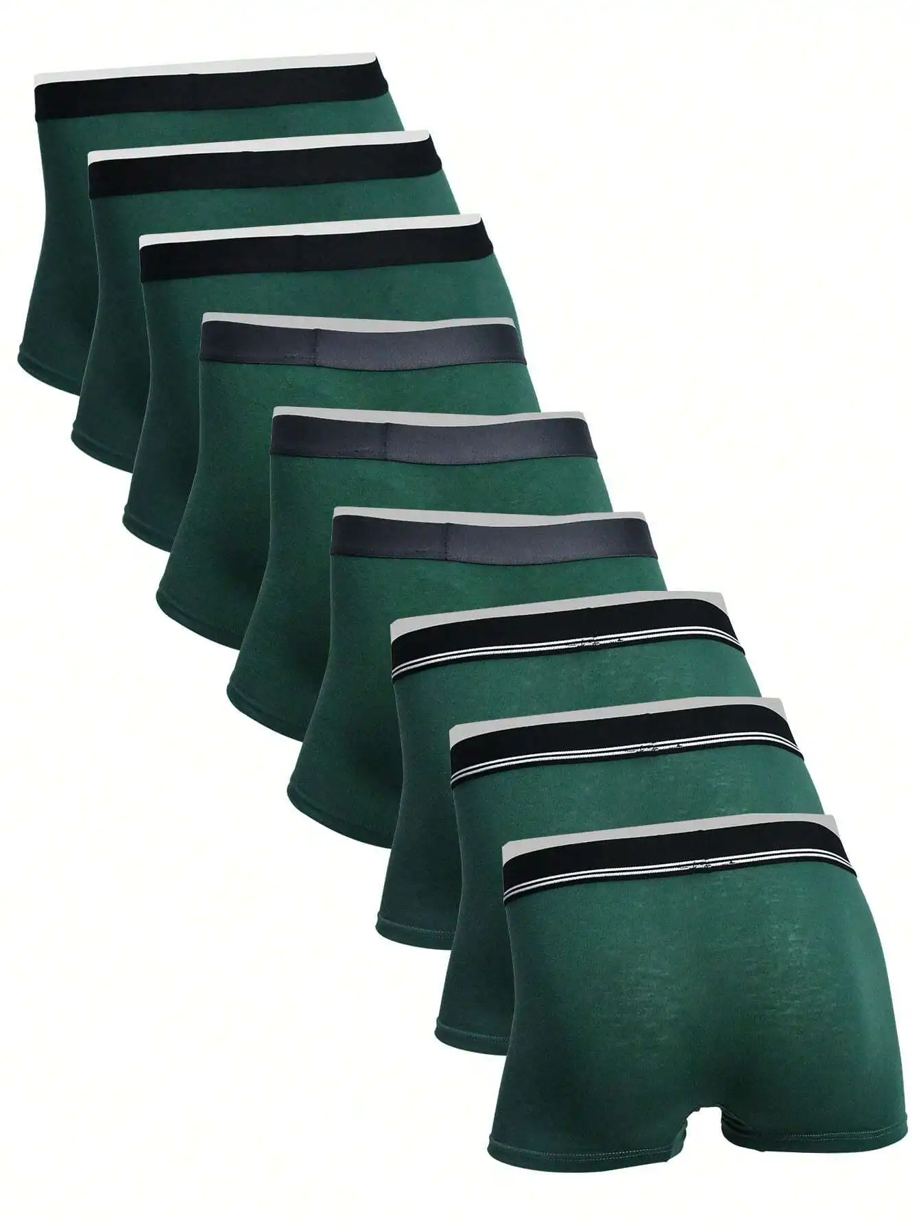 

9 Pcs Mens Green Boxer Briefs Cotton Blend Comfort Underwear