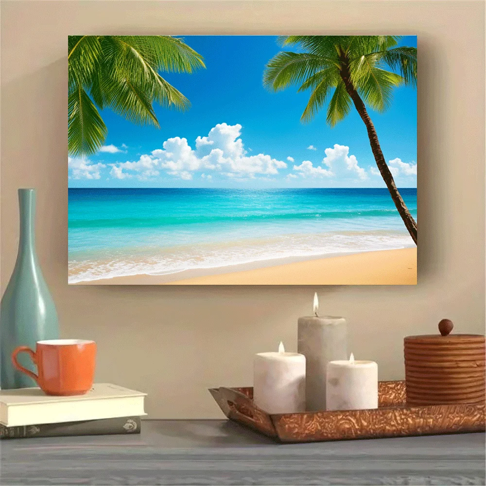 1PC-Unframed Canvas poster wall decoration Tropical Beach Palm Trees Ocean Paradise Sunset Nature Landscape Summer Decor