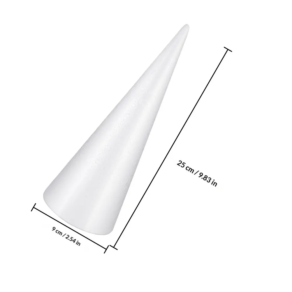 4Pcs Solid Foam Cones Large Size Blank Craft Supplies for DIY Decoration Art Floral Arrangement Base Ornament Project