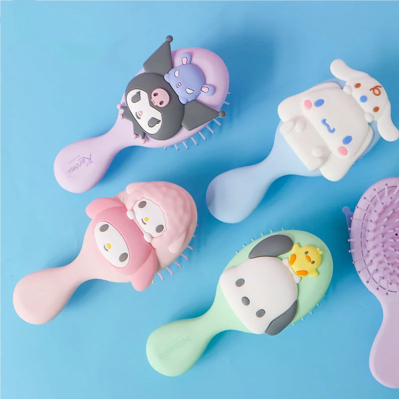 

13 см Sanrio аниме Kuromi Cinnamon Melody однотонная антистатическая расческа на воздушной подушке Kawaii гладкая массажная расческа для волос для девочек милые подарки