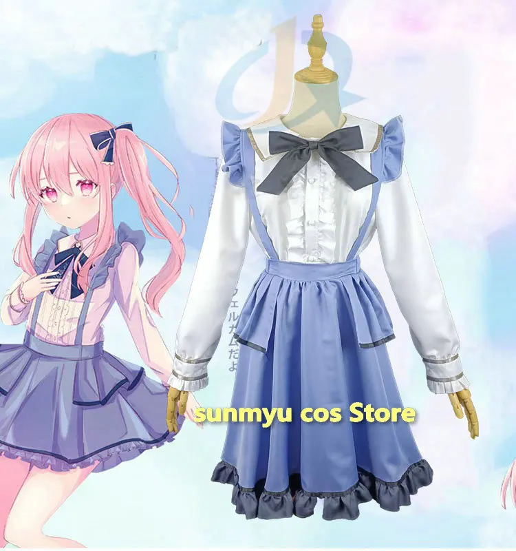 

Красочная сцена проекта Sekai! подвиг. Костюм для косплея Akiyama Mizuki, синяя юбка индивидуального размера