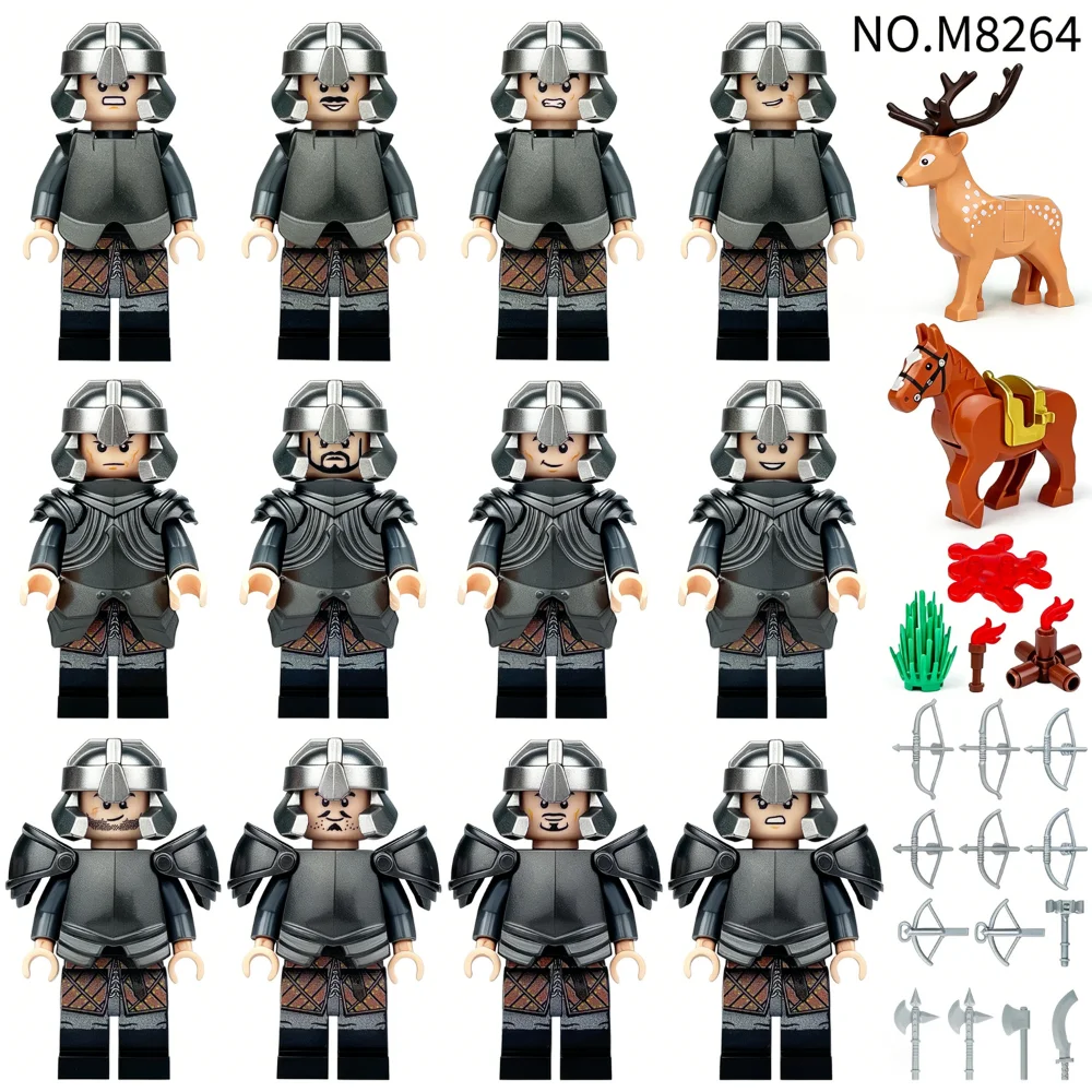 M8264 Werewolf Regiment Hunting Deer Viking Kids Assembling Small Pellet Building Block Toys