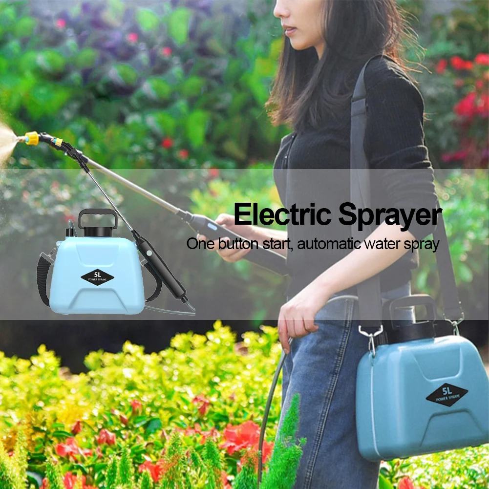 5L Electric Sprayer 1500mAh Watering Can With Spray Gun Automatic Garden Plant Mister USB Rechargeable Irrigation Tool