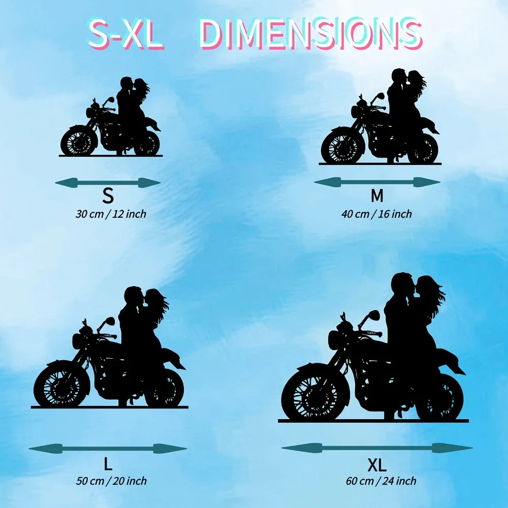 1pc Romantic Couple Motorcycle Metal Wall Art, Elegant Iron Rider Statue Weatherproof for Indoor Outdoor, Valentine Wedding Anni