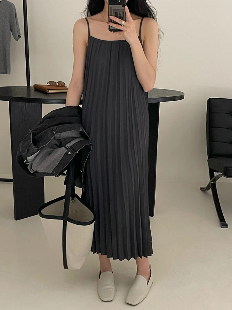 E vintage outono novo estilo fora do ombro sem mangas vestido longo camada base fena pesado adornado psado midi...