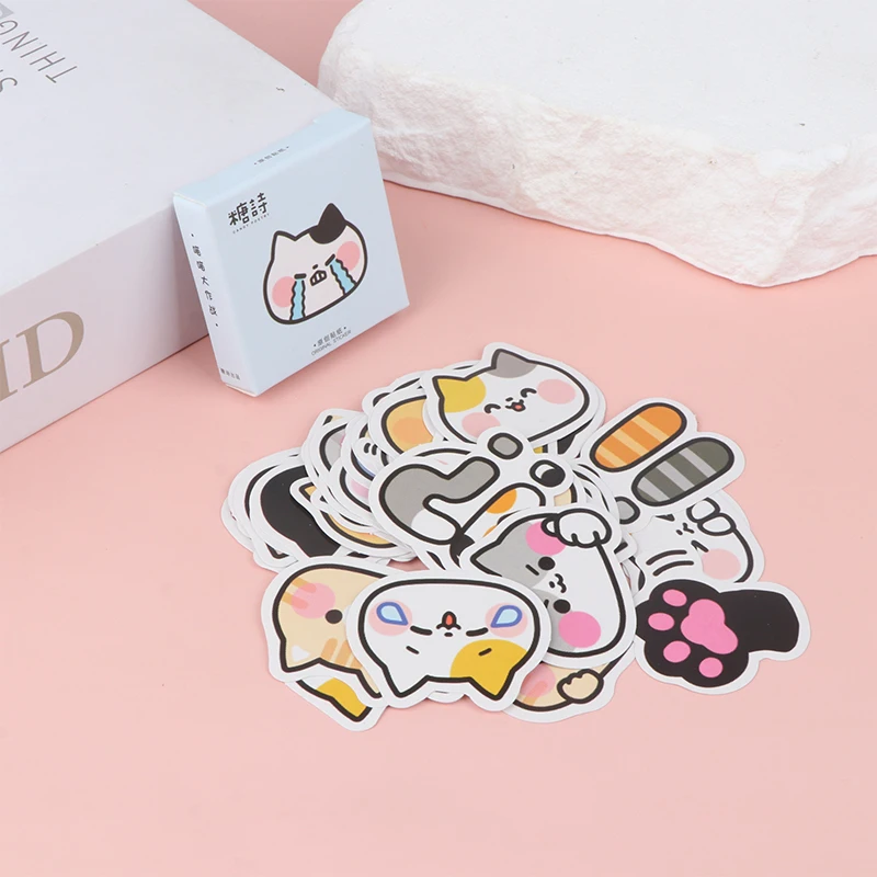 45Pcs Cute Cat Stickers decalcomanie in vinile animali gattino adesivo per bottiglie Computer portatile telefono DIY Diary Scrapbooking decorazione