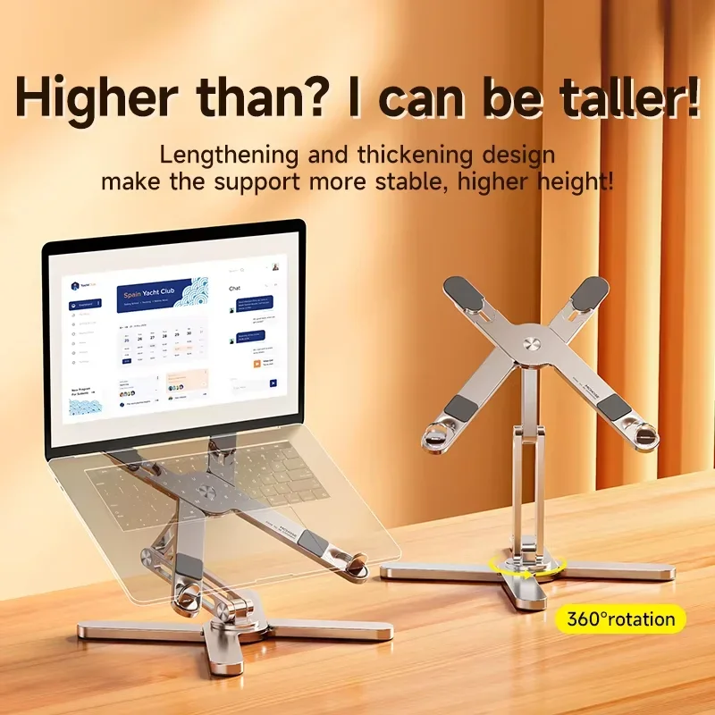 Portable Aluminum Alloy Tablet Bracket Foldable Telescopic Laptop Desktop Stand 360 Rotation Lifting Notebook Table Holder