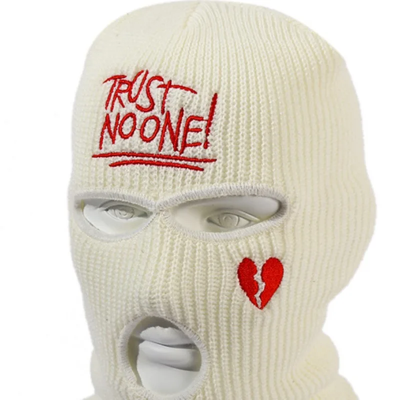 Trost Noone Embroidery Three-hole Balaclava Knit Hat Army Tactical CS Winter Ski Riding Mask Beanie Prom Party Mask Warm Mask