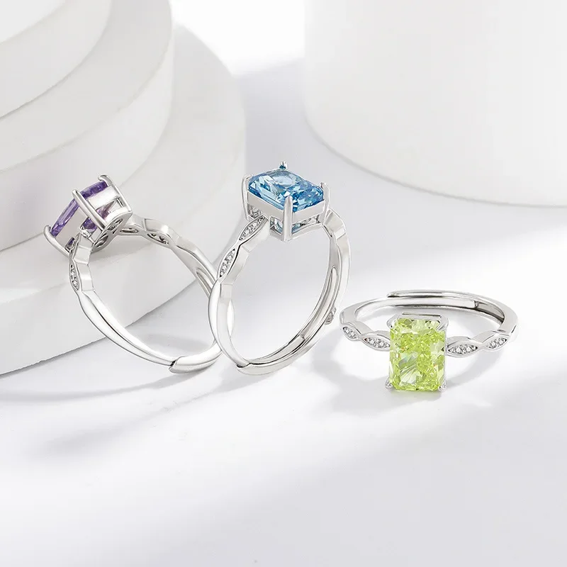 

925 Sterling Silver Sparkling Ice Flower Cut High Carbon Diamond Zircon Ring Fashionable Simple and Elegant Versatile Jewelry