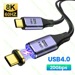 Cable magnético USB4.0 de 20Gbps PD 100W 5A carga rápida USB tipo C a tipo C 8K @ 60Hz Cable de datos Thunderbolt 3 para Macbook Pro 2m