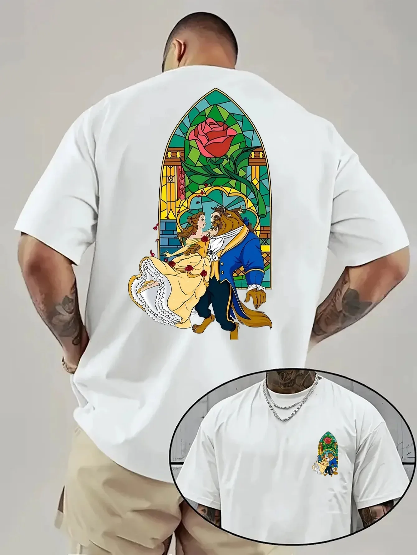 

Футболки Disney «Красавица и Чудовище», стильная одежда больших размеров, одежда на все времена года, новая модель, унисекс, высокое качество, популярный товар.