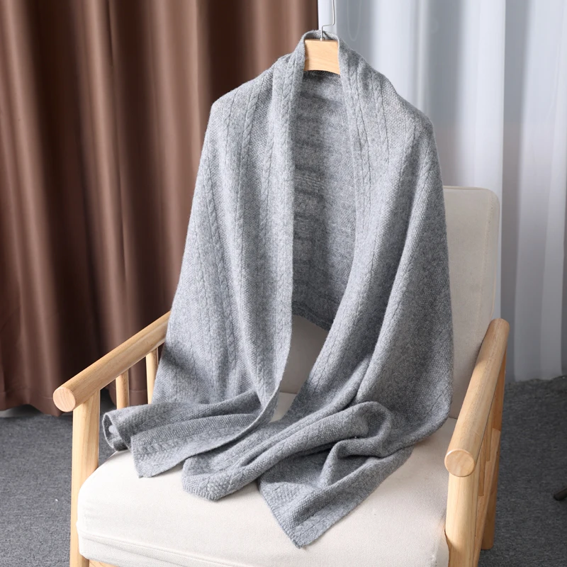 High Quality Pure Wool Scarf Shawl Winter New Cashmere Knitted Scarves Women Fashion Warm Solid Color Shawl 190*60