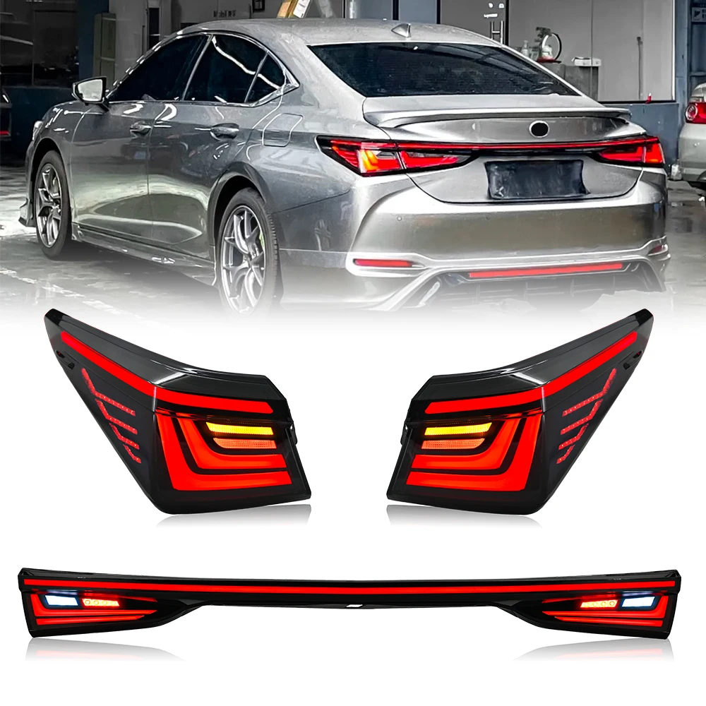 

LED Tail Lights For 2018-2024 Lexus ES250 ES350 ES300H Smoke Lens Rear Lamps Assembly Direct Replacement