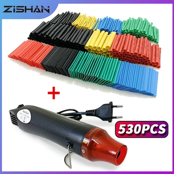 ZIShan 2:1 Krimpbare Draad Krimpfolie Tubing Wire Connect Cover Bescherming met 300W Heteluchtpistool 127-530 stuks Krimpkous