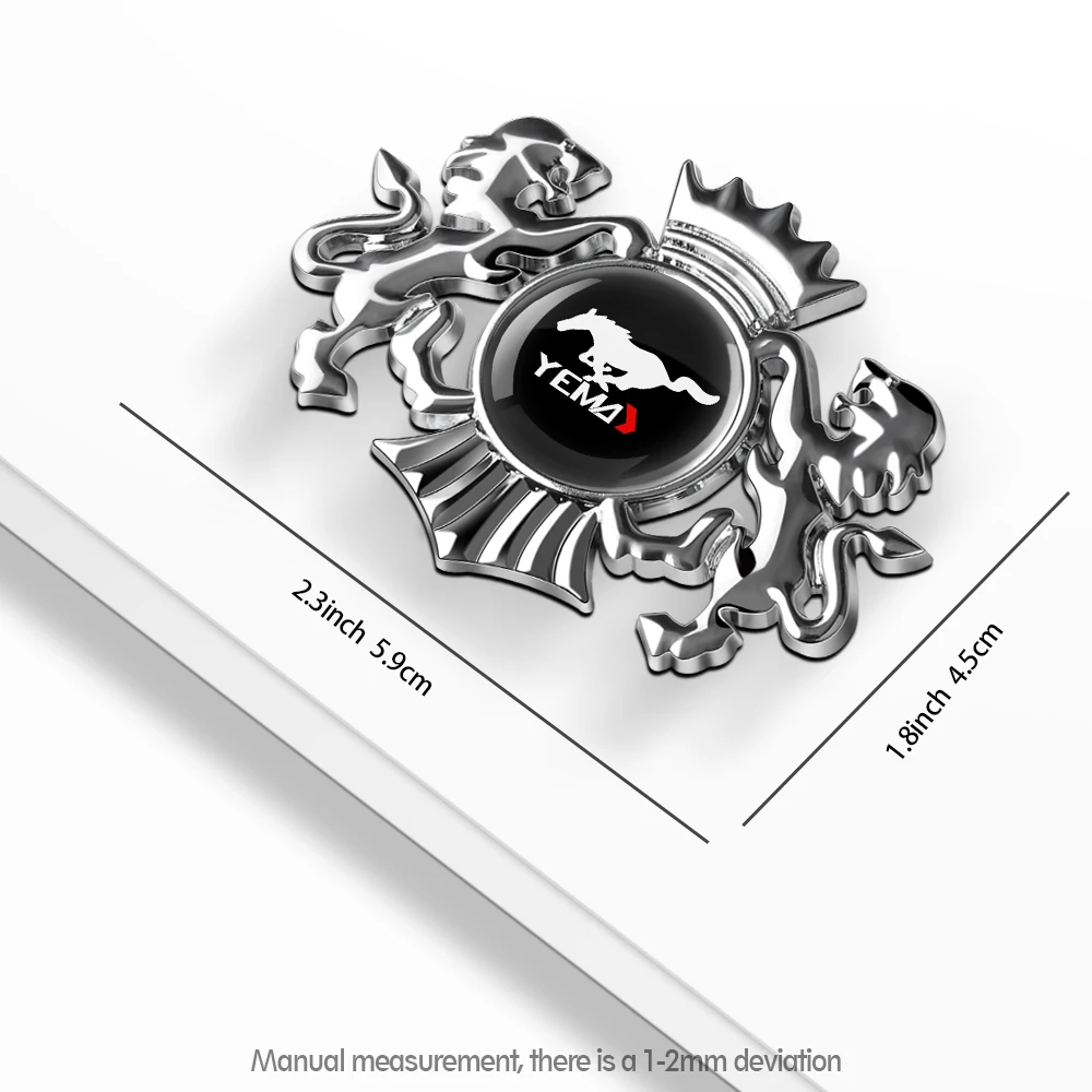 Ford Mustang Metal Crown Lion Car Badge 3D Emblem Sticker For Side Fender Trunk Hood For Focus Kuga F150 Mk3 Mk7 Fiesta Everest view 2