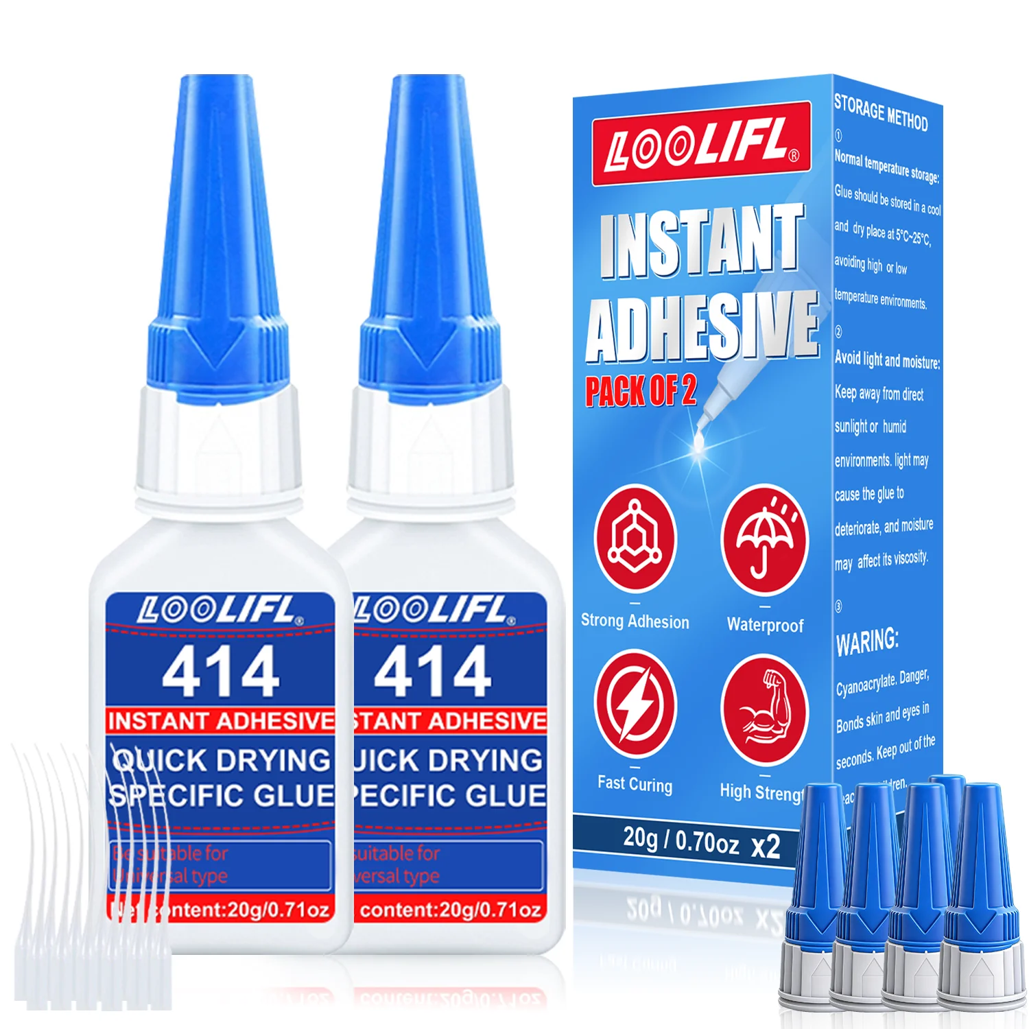 LOOLIFL 414 Instant Adhesive Strong Super Glue Cyanoacrylate Universal Mighty for Resin Ceramic Metal Glass diy Fast Dry tool