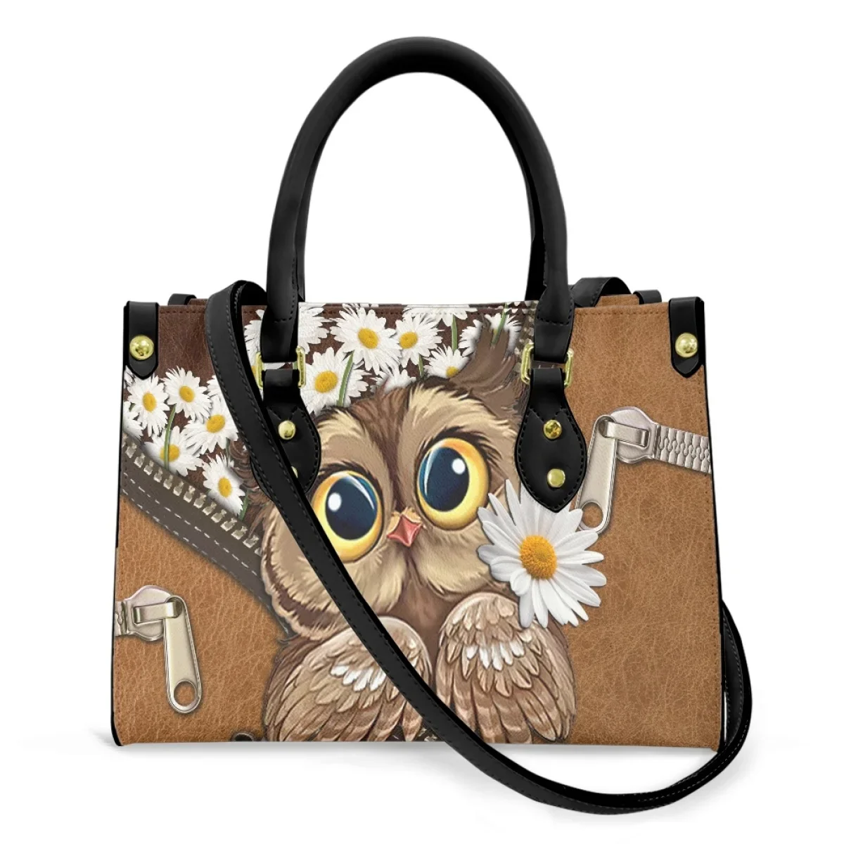 Bolsos cruzados de cuero PU para mujer, bandoleras femeninas de lujo con diseño de búho y girasol, 2023