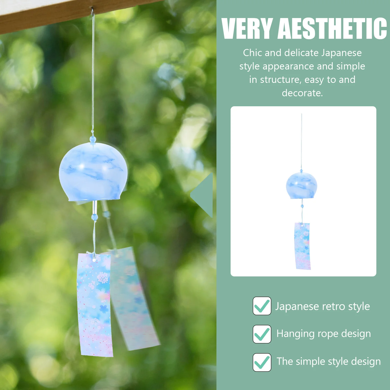 Chimes Marble Wind Blue Candy Balcony Glass Bells Snack Aesthetic Decorations