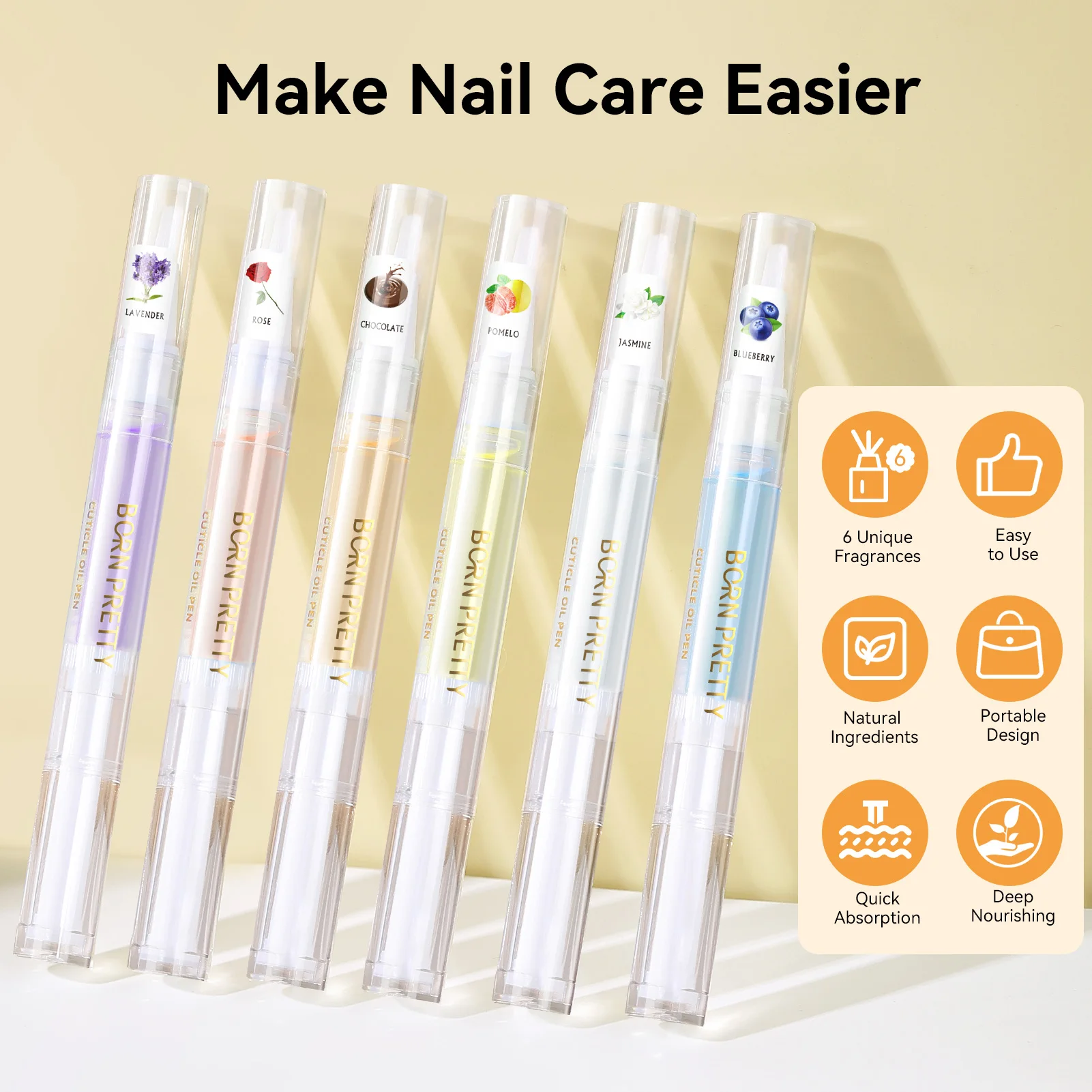 GEBOREN PRETTY 2 ml 6 stks Nail Voeding Olie Pen Nagelverzorging Cuticula Natuurlijke Voorkomen Dwangnagel Nagel Gel Polish voeden Huid Pen Gereedschap