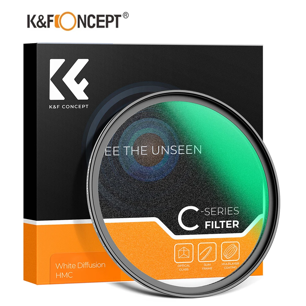 K&F Concept Nano-C White Soft Diffusion Filter 49mm 58mm 67mm 82mm Mist Dreamy Cinematic Effect, for DSLR Portrait Photography