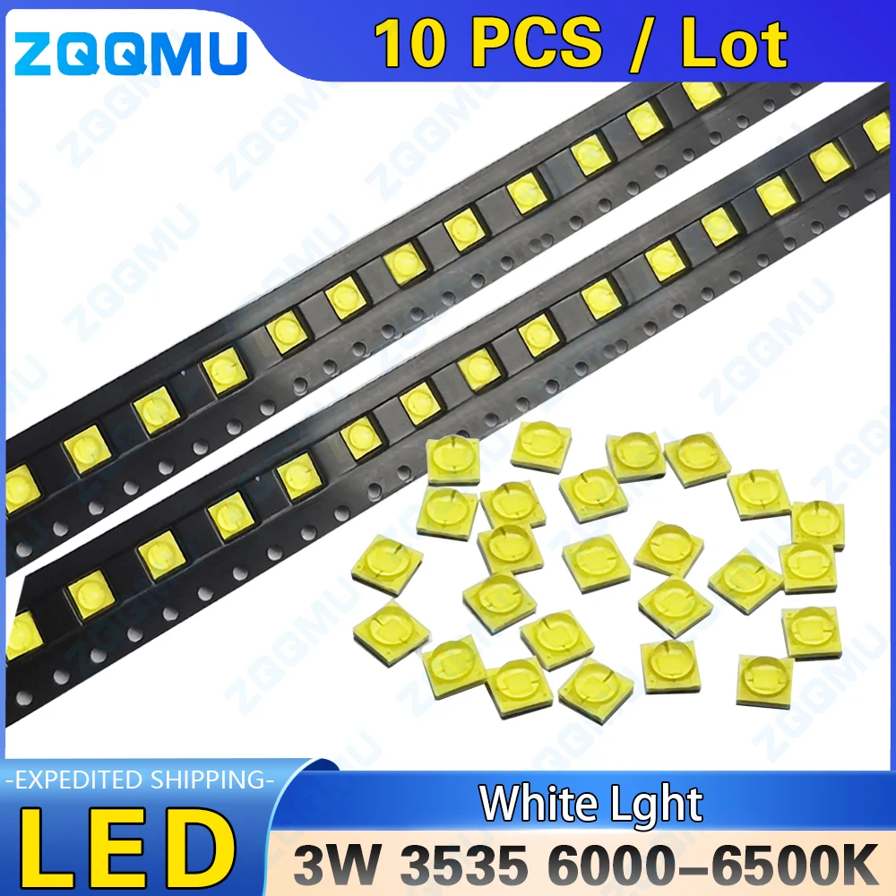 10 pcs 3W 3535 LED Chip 6000K 7000K White Light 45mil High Brightness High Power LED Beads Ceramic Base for Lighting Replacement