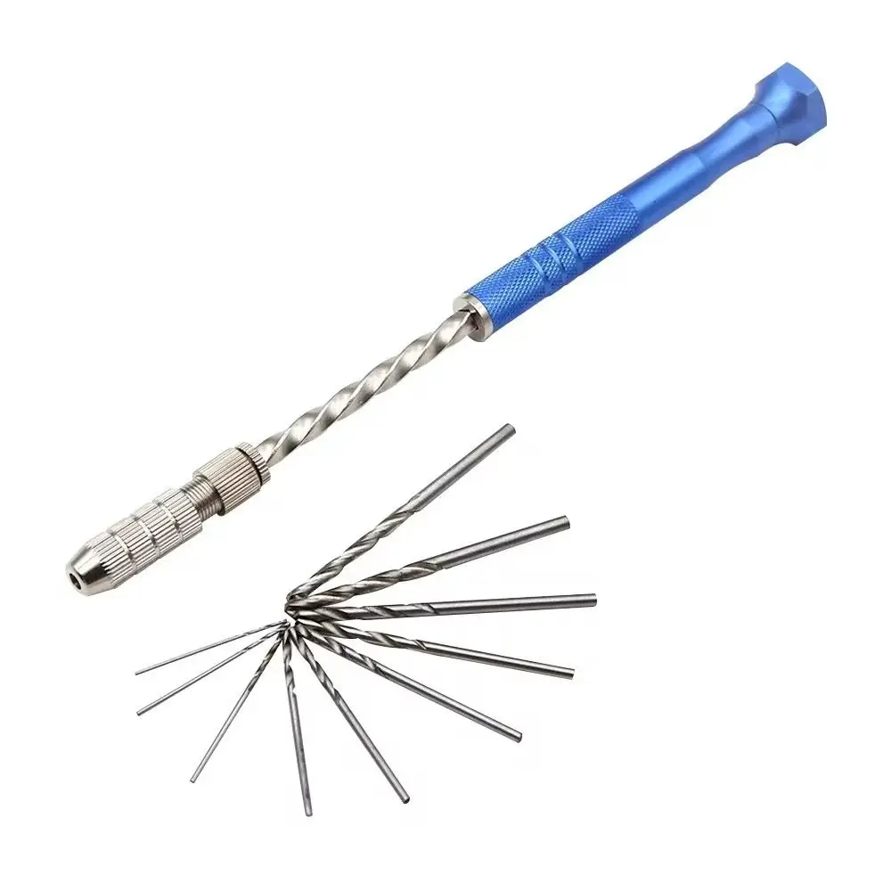 Portable Blue Hand Twist Drill Semi-automatic 0.5-3mm Woodworking Drilling Extended HSS Aluminum Hand Drill