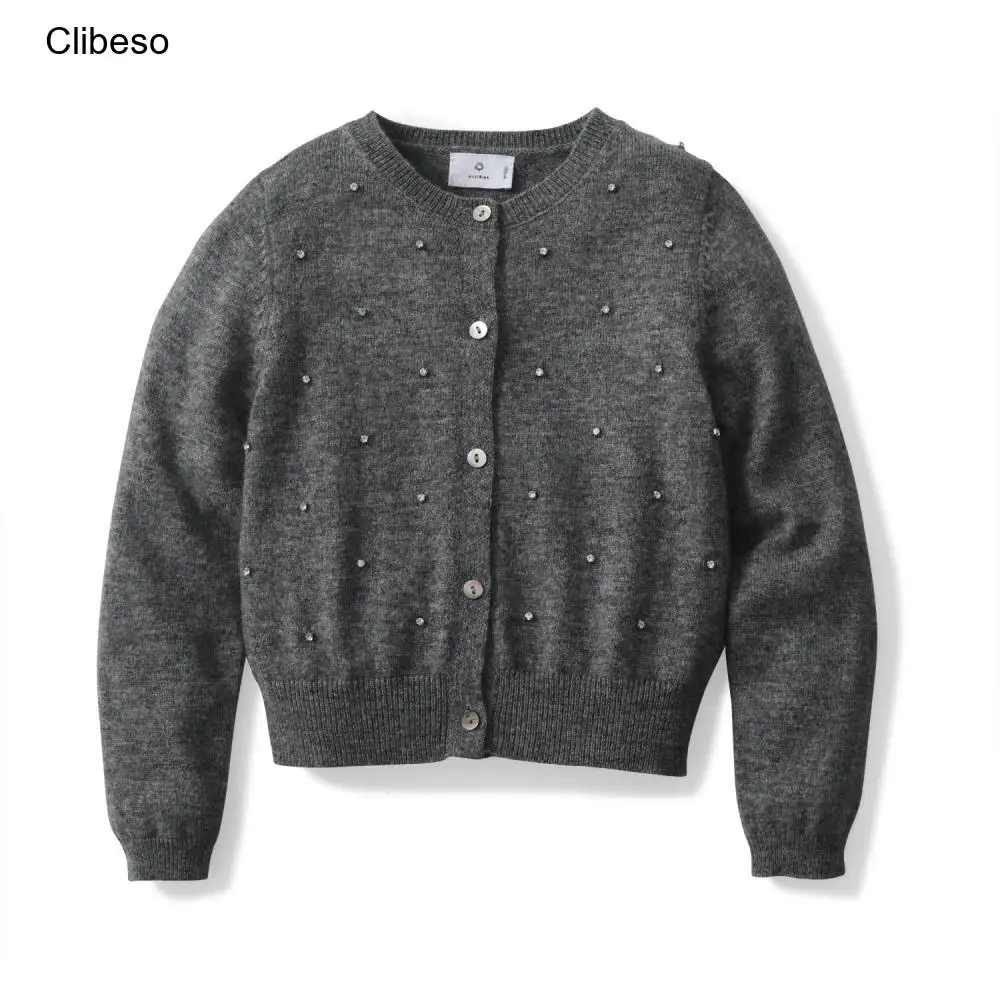 Clibeso Kids Long Sleeve Wool Knitted Sweater Cardigan Children School Handmade Diamond Baby Boys Girls Warm Coat Infant Jacket