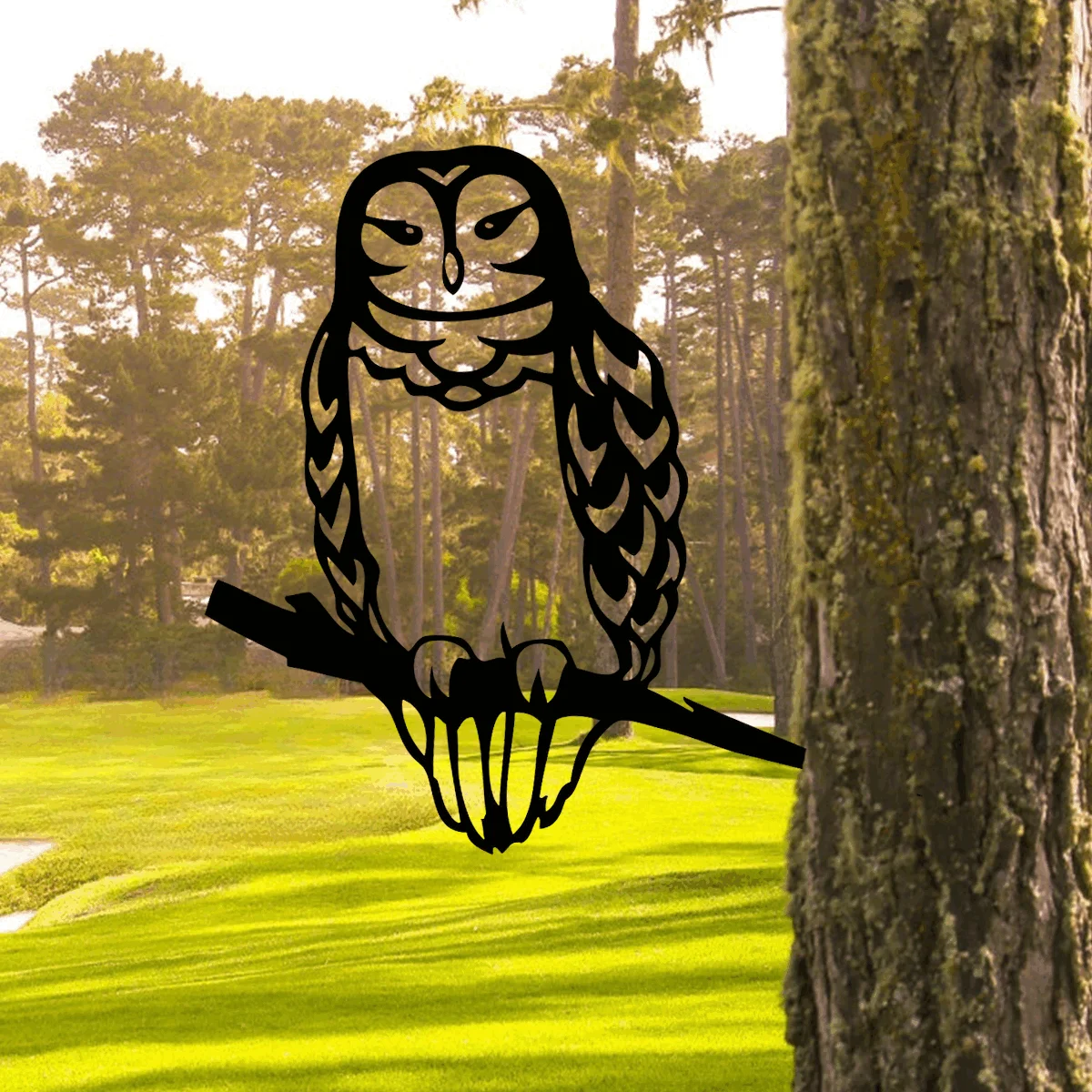 

Hello Young Metal Owl on A Branch Yard Art Rustic Outdoor Home Decoration Garden Art Backyard Decor Home Garden Yard Art Patio D