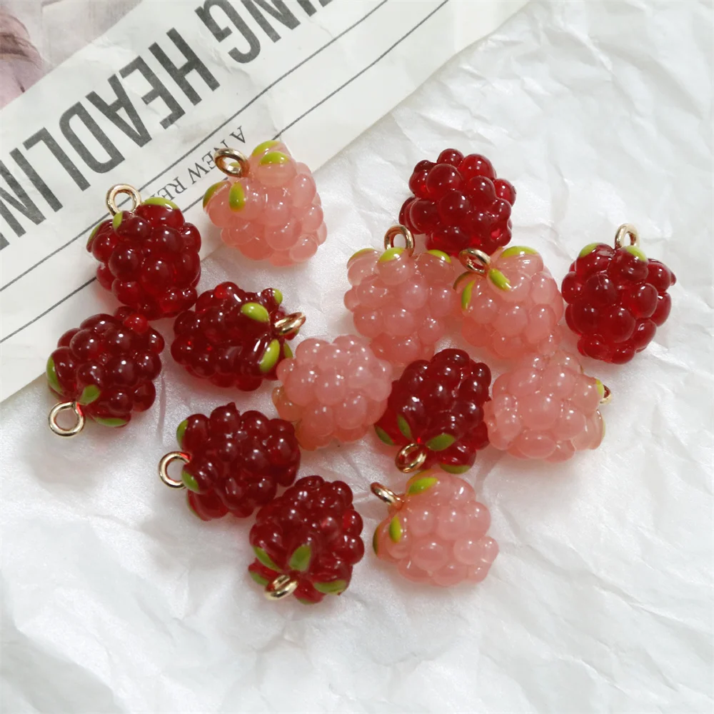 2 uds. De abalorios de fruta 3D de resina de simulación, colgante de uva, joyería DIY, accesorios para hacer pendientes, pulseras y collares