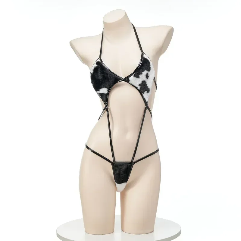 

Women's anime sexy plush cow bandage nightclub hot selling three-point bikini set beach sunbathing men's and women's birthday se