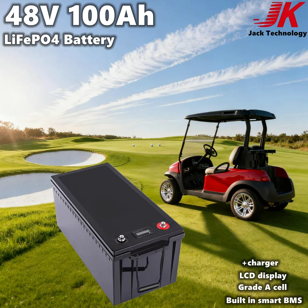 

golf cart 48v 100AH LiFePO4 battery with BMS for Outdoor RV, tricycle golf cart inverter Solar energy storage+10A charger