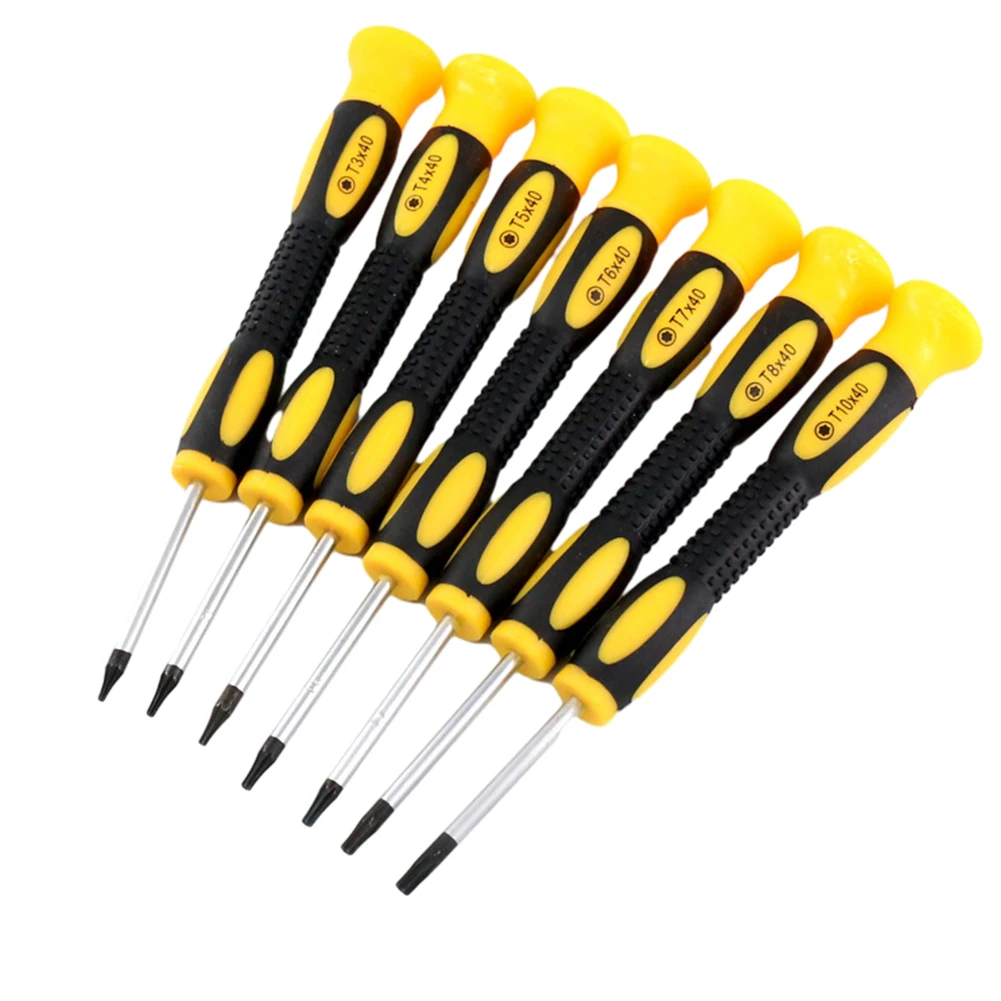 7pcs Torx Screwdriver Bit Set T3 T4 T5 T6 T7 T8 Mini Hexagon Screwdriver Game Console Handle Disassembly Repair Tools