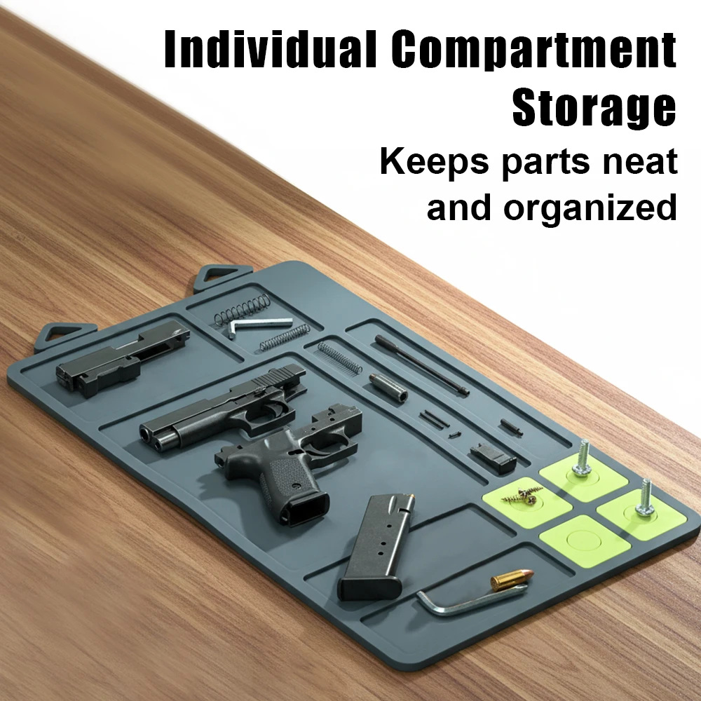 Pistol Gun Cleaning Mat Gun Maintenance Repair Pad with Magnetic Dots and Organizer Parts Anti-Slip Rubberized Gun Repair Mat view 3