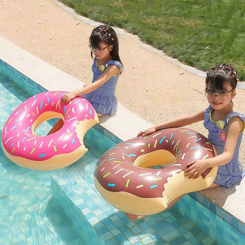 Children\'s Donut Swimming Ring Large Thickened pvc Inflatable Brown Donut