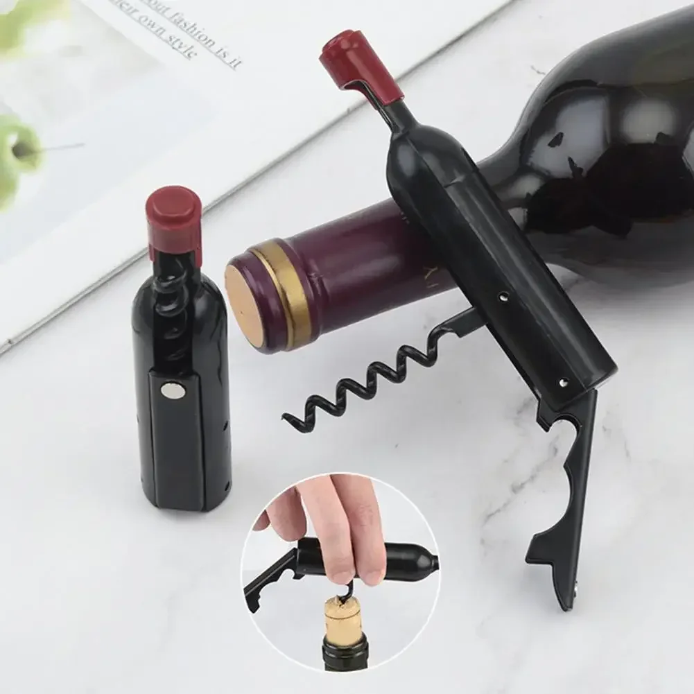 Red Wine Bottle Opener Creative Shape Labor-saving Metal Wine Opener Beer Cap Removing Gadget