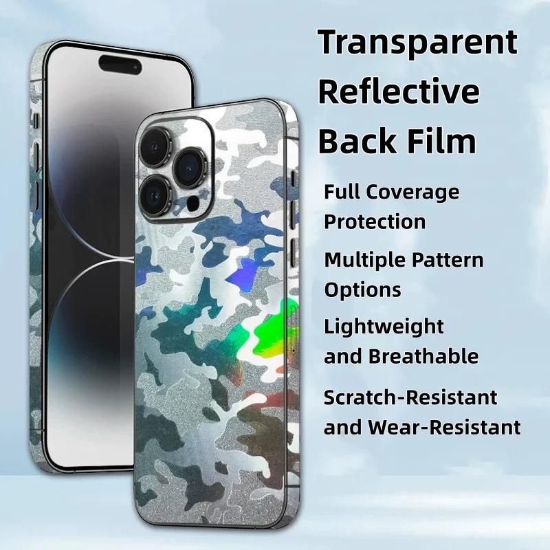 50pcs Reflective Transparent 3D Embossed Back Cover Sticker Protective Film for Cellphone Skin Hydrogel Sheet Cutting Machine