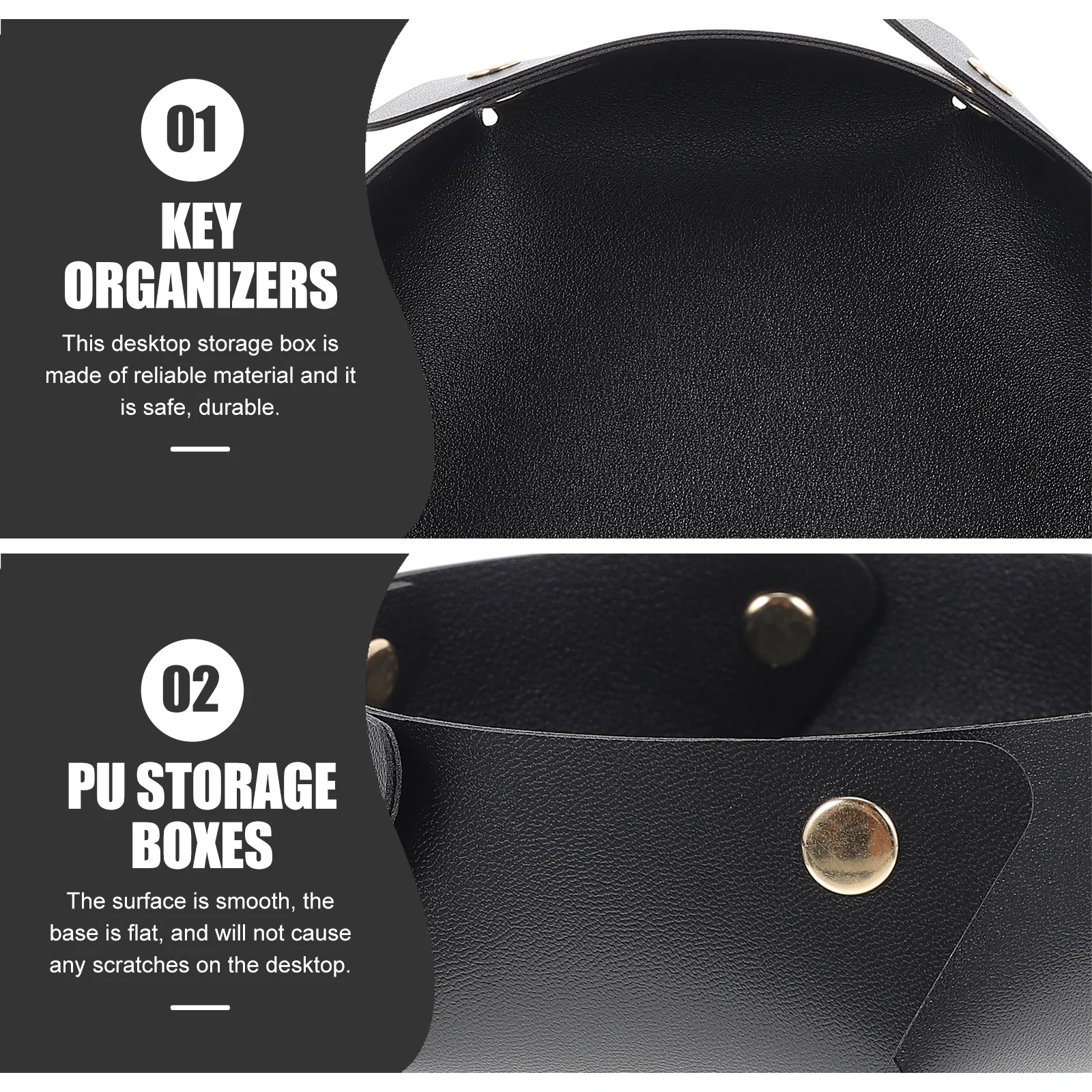 

2pcs Pu Desktop Storage Boxes Key Organizers For Keys Rings Sundries Entryway Holders Countertop Cases Wear