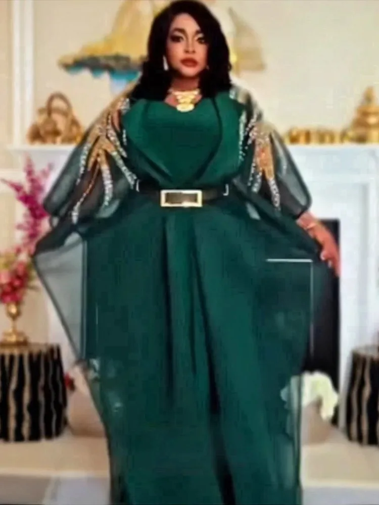 2 قطعة مجموعات الملابس الأفريقية للنساء Dashiki الماس وتتسابق ثوب حجم كبير تركيا فساتين حفلات الزفاف قفطان بوبو رداء #1