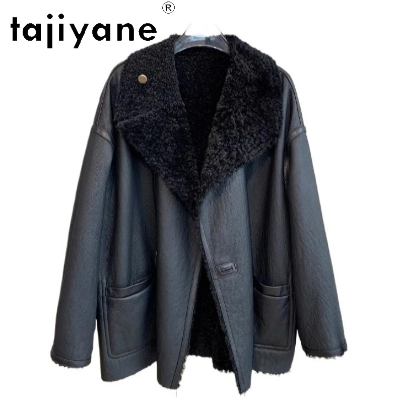 

TAJIYANE 100% Lagon Wool Sheepskin Double Faced Fur Coat Woman Reversible Black Real Fur Jacket Women Winter Clothes 2025 шуба