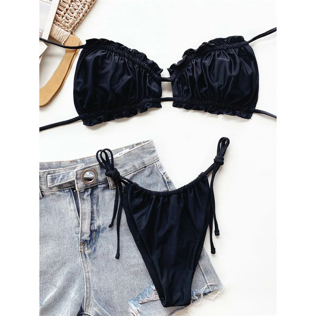 Sexy Rüschen-Bikini mit Falten und Raffungen, Damen-Badeanzug, zweiteiliges Bikini-Set, Badebekleidung, Badeanzug, Modell V3239 – Detail 39