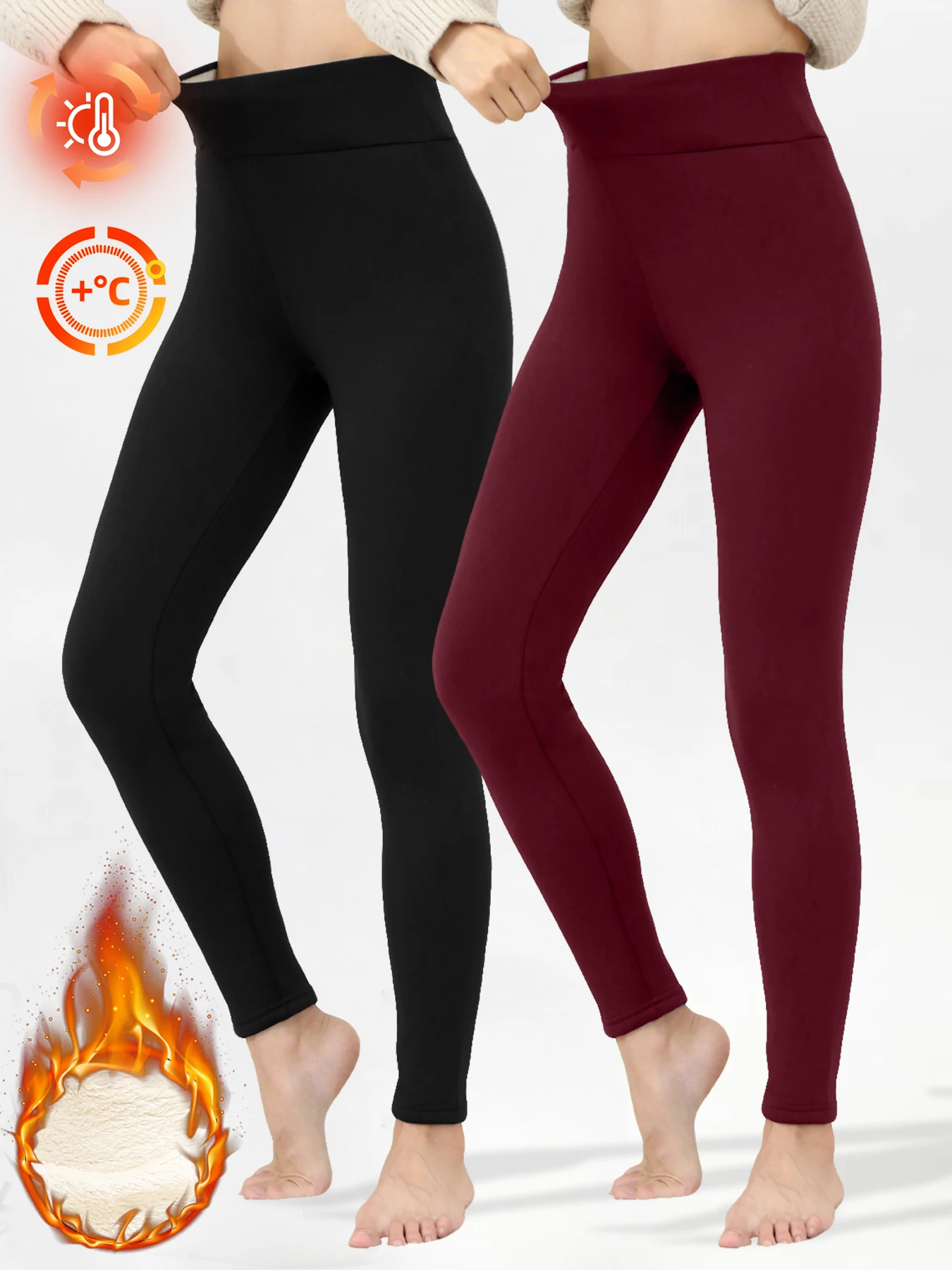 1/2 PCS Celana Fleece Hangat Musim Gugur Musim Dingin Wanita Legging Pinggang Tinggi Beludru Tebal Ketat Elastis Ramping Mencegah Dingin