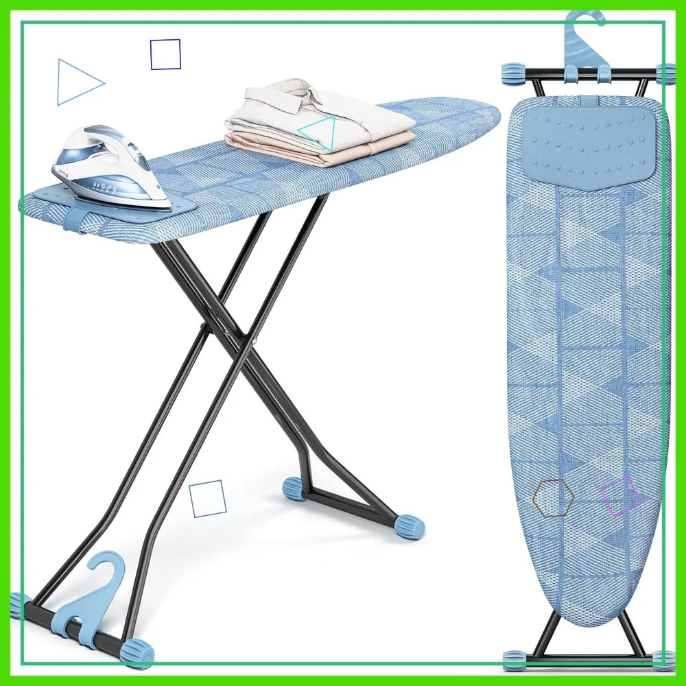 

Compact Ironing Board with Silicone Mat, 7 Height Adjustable, Foldable with Wall Mount, 13x43 Blue