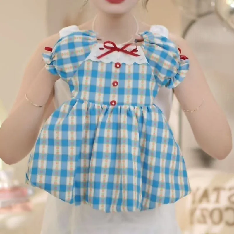 Girls Plaid Dress Stylish Vest Dress Baby Girls Princess Dress Fashionable Checkered Outfit for Little Ladies